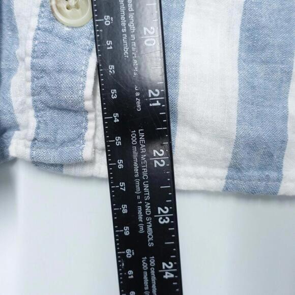 American Eagle Outfitters Cropped Shirt Women XL Blue Striped Collared Button-Up - Picture 5 of 7